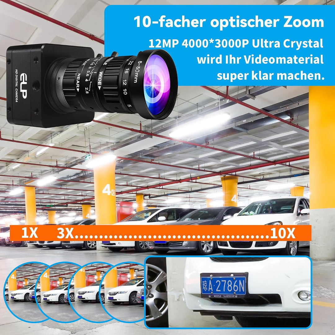 G High Speed USB Zoom Kamera, 1080P/230fps, 4K/60fps, 12MP/30fps, USB3.0/2.0 Manueller Fokus Lightbu