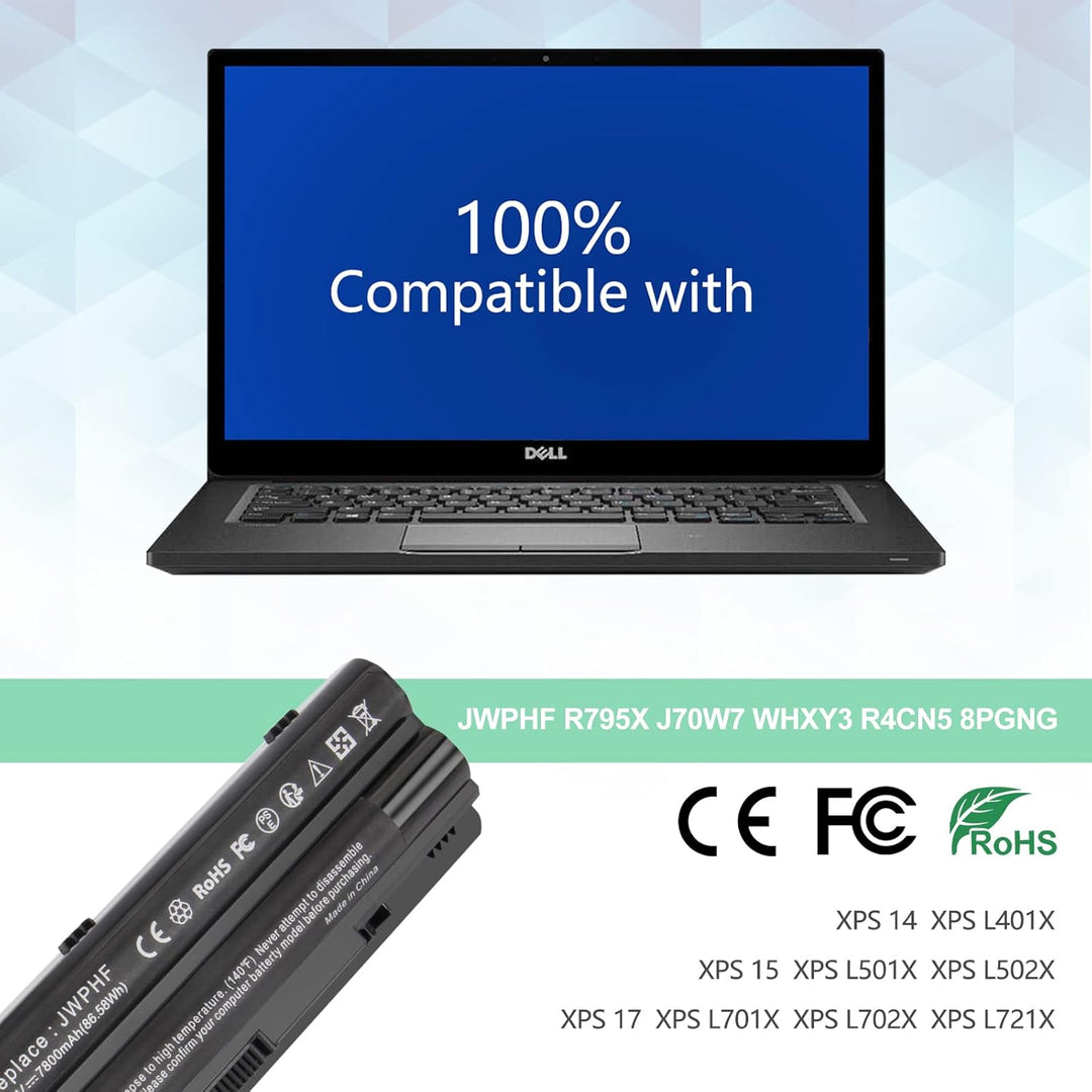 Shentec JWPHF R795X Akku für Dell XPS 15 L501x 17 L701x L702x 14 L401x 312-1123 312-1127 451-11599 4