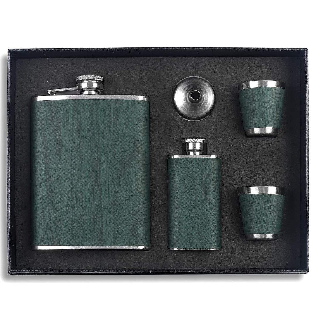 Flachmann Set 260ML Edelstahl Whisky Topf Mini Schnapsflasche Upscale Tragbar Alkoho Geschenke (Grün