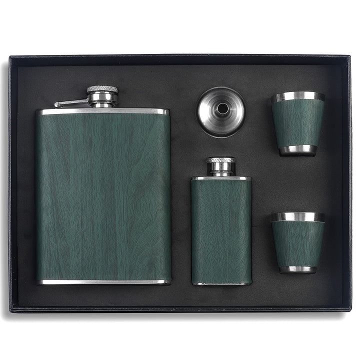 Flachmann Set 260ML Edelstahl Whisky Topf Mini Schnapsflasche Upscale Tragbar Alkoho Geschenke (Grün