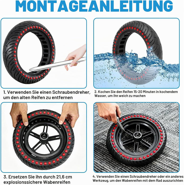 8,5x2.0 Solid Scooter Reifen, 8,5 Zoll E-Scooter Off-Road Reifen für Xiaomi Pro 2/M365 / M365 Pro/1S