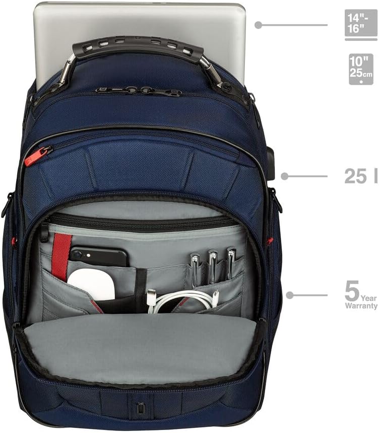 WENGER Pegasus Deluxe Laptop-Rucksack, Notebook 14 bis 16 Zoll, Tablet bis 10 Zoll, 25 l, Damen Herr