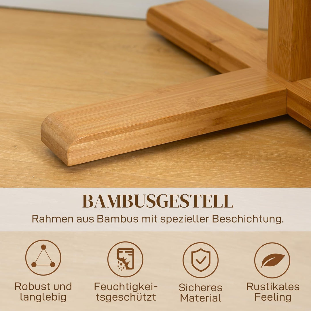 HOMCOM Garderobenständer aus Bambus, Jackenständer mit 8 Haken, Garderobe, Kleiderständer für Schlaf