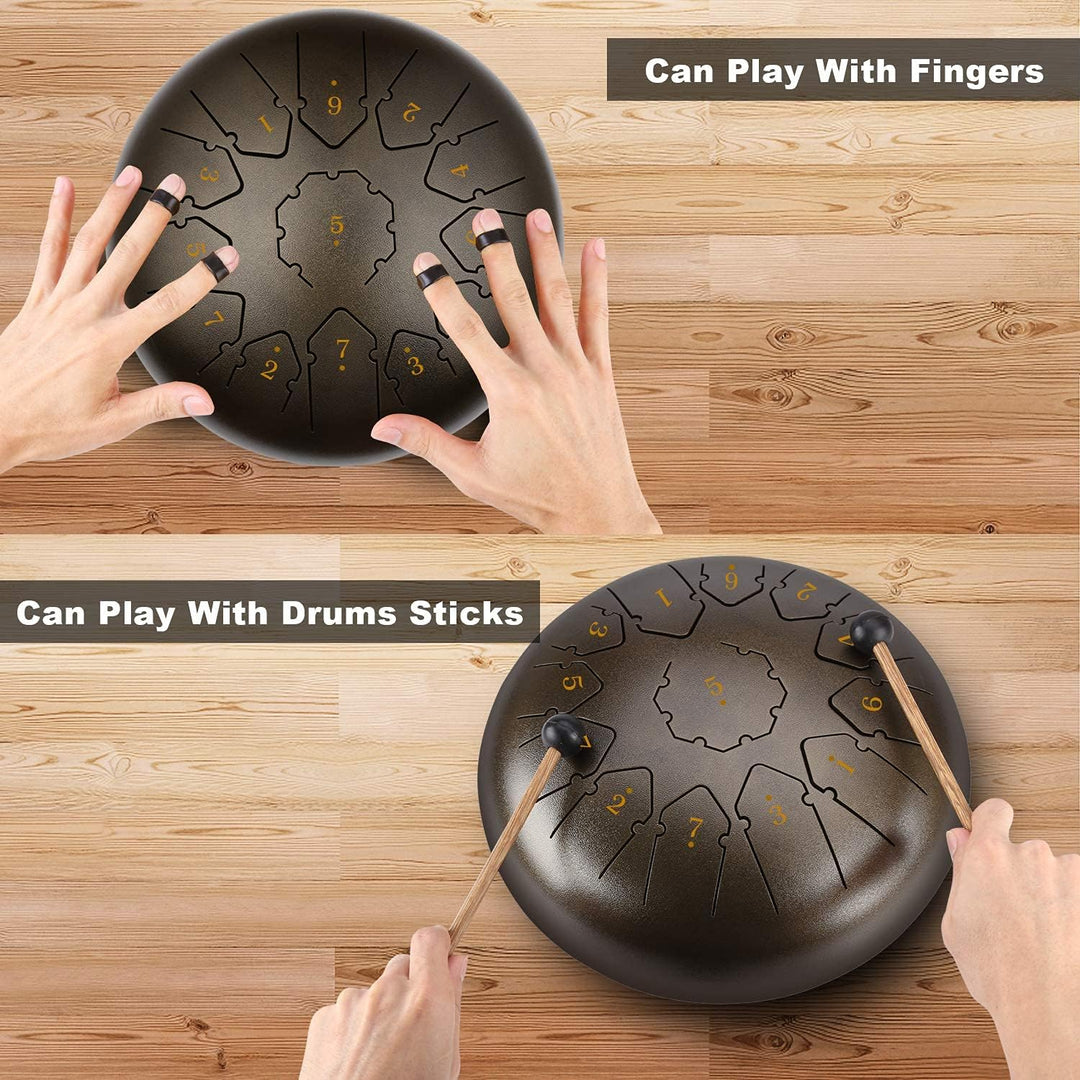 KUD Tongue Drum, 12 Zoll 13 Tone C-Dur Zungentrommel Schlagzeug Instrument, Steel Pan Töne Schlagins