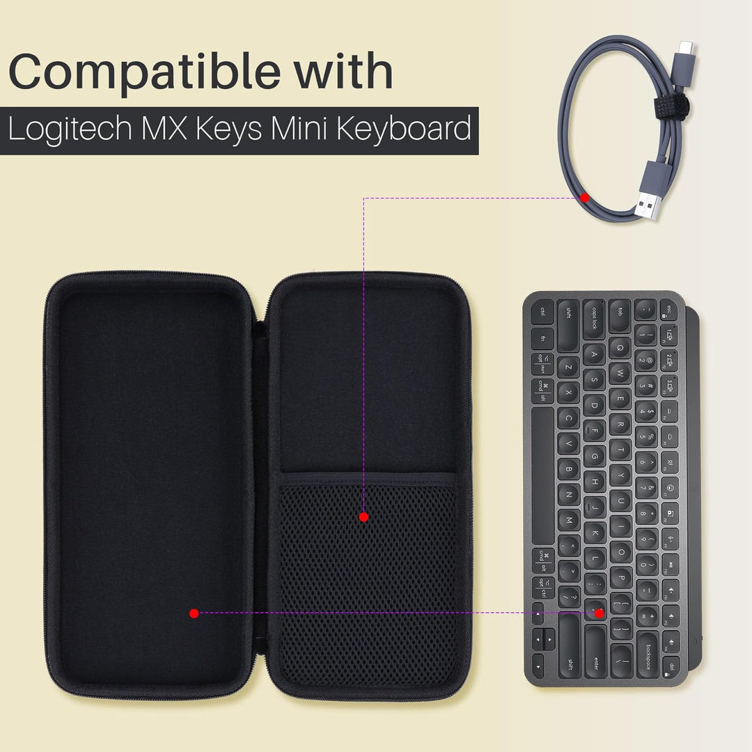Hart Reise Schutz Hülle Etui Tasche für Logitech MX Keys Mini Kabellose Kompakt Bluetooth Tastatur (