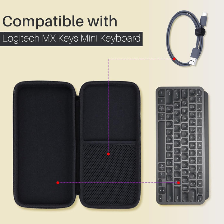 Hart Reise Schutz Hülle Etui Tasche für Logitech MX Keys Mini Kabellose Kompakt Bluetooth Tastatur (
