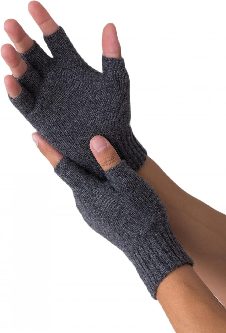 Prettystern Unisex Kaschmir-Wolle Halbfinger kurzfingerhandschuhe Fingerlinge Handschuhe für Herren: