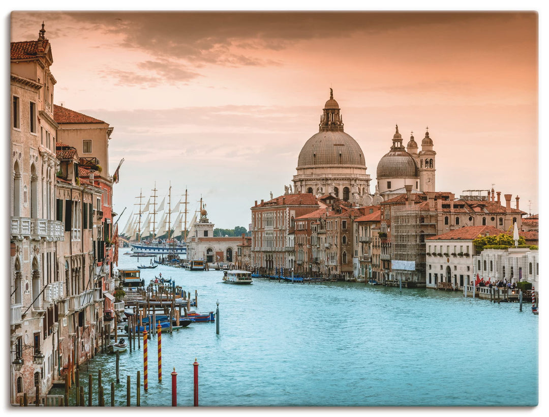 ARTland Leinwandbilder Wandbild Bild auf Leinwand 60 x 45 cm Wanddeko Italien Venedig Canal Grande G
