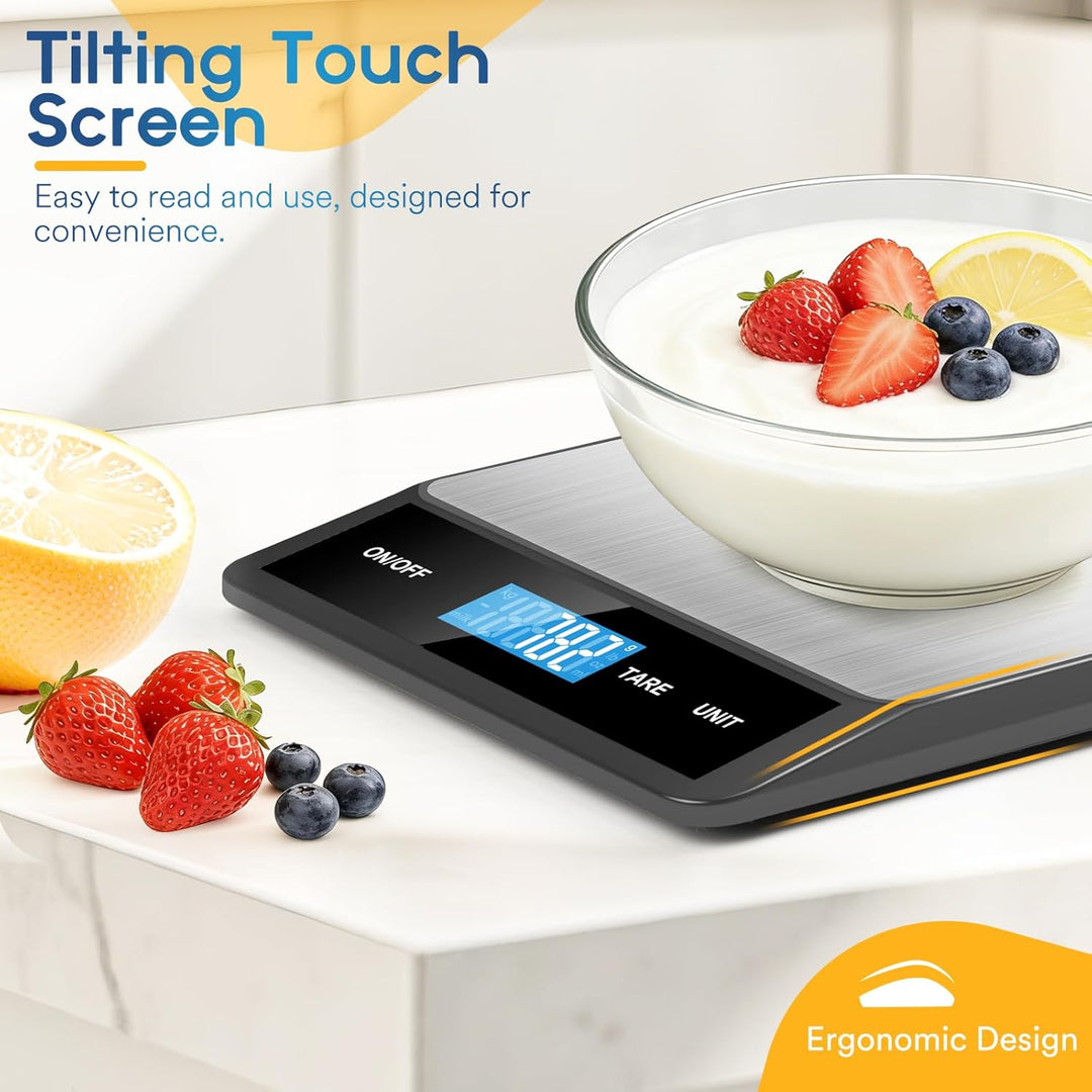 Zivacate 15kg Digitale Küchenwaage, 1g Präzision, Küchenwaage mit LCD Display, Grosse Edelstahl Wieg