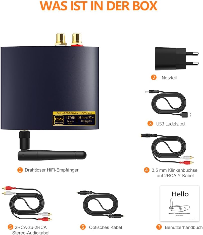 1Mii HiFi Bluetooth 5.3 Musikempfänger für Heimstereoanlage mit LDAC, Bluetooth Audio Adapter mit Au