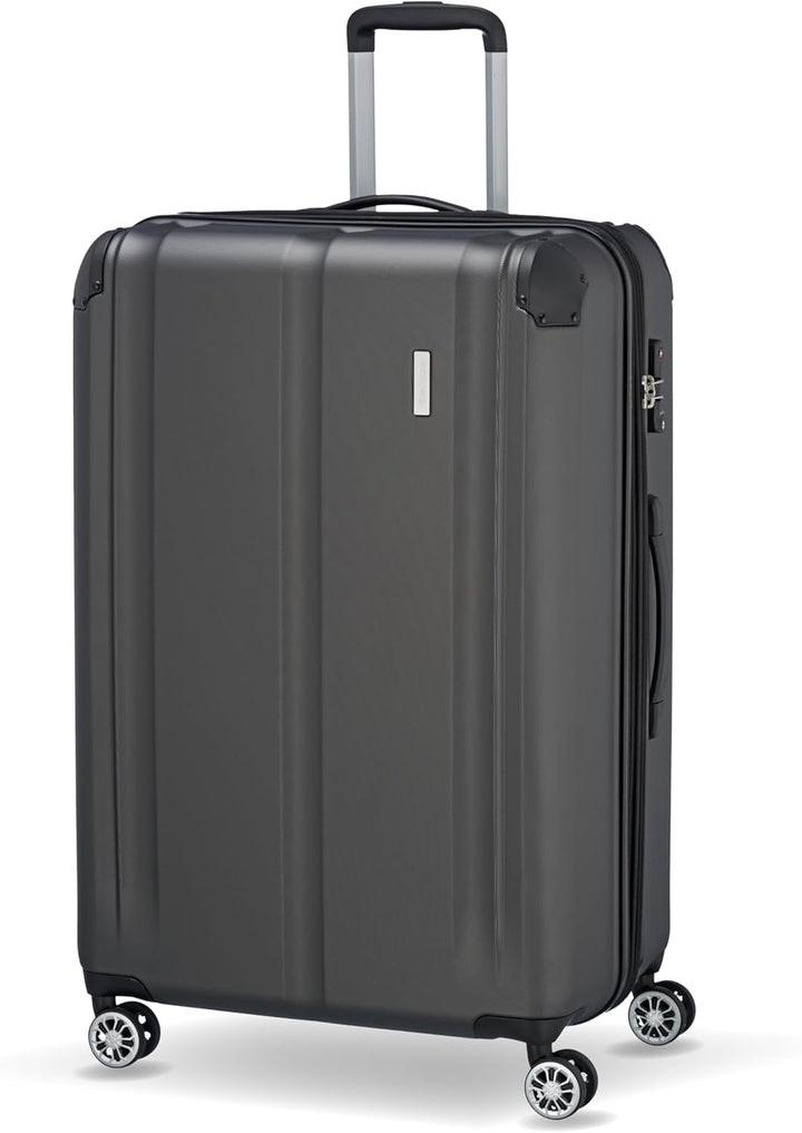 Travelite Hartschalenkoffer gross, erweiterbar, 4 Rollen, City, Trolley mit kratzfester Oberfläche,