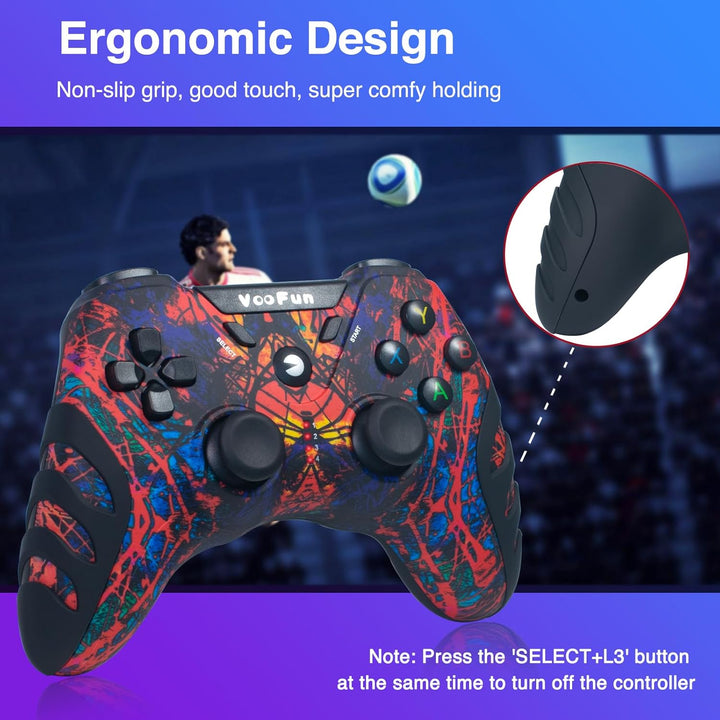 VooFun PC Controller Wireless, Gamepad PC PS3 Controller mit Dual-Vibration, 2.4g Wireless Gaming Co