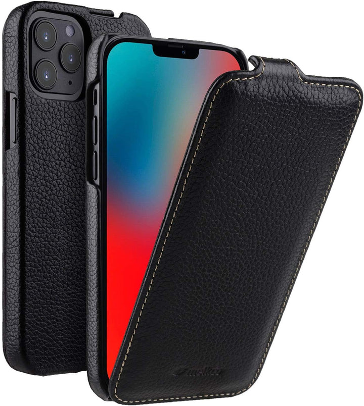 MELCKO Hülle passend für Apple iPhone 12 PRO MAX (6,7 Zoll), Handyhülle mit beschichtetem Leder, Fli