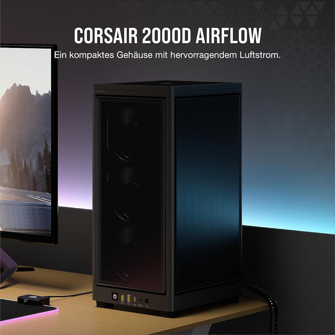 Corsair 2000D Airflow PC-Gehäuse Mini ITX – Format Mini ITX – Platten aus Netzstahl – DREI GPU-Steck