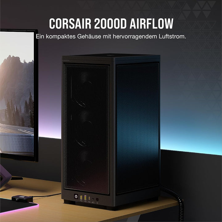 Corsair 2000D Airflow PC-Gehäuse Mini ITX – Format Mini ITX – Platten aus Netzstahl – DREI GPU-Steck