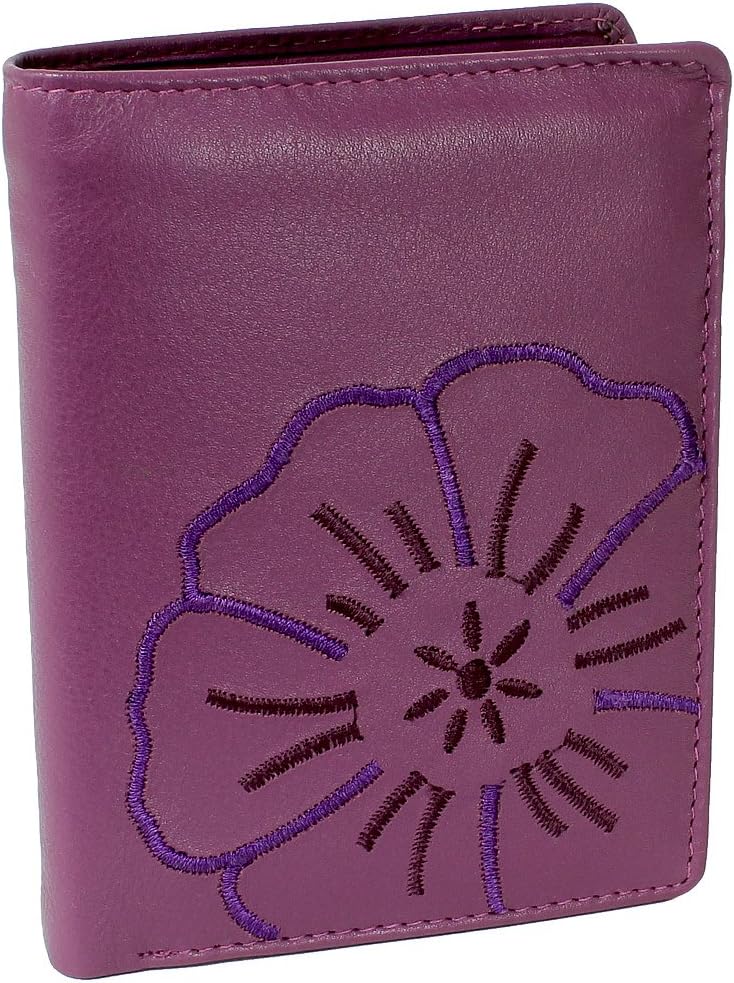 Branco Leder Geldbörse Portemonnaie Damenbörse Damen Geldbeutel Lila/Berry - Hochformat, Berry