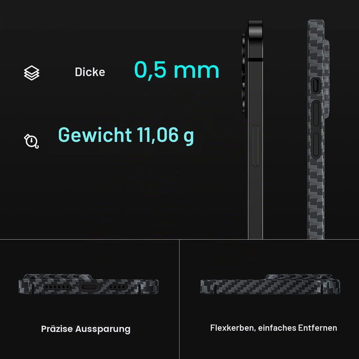 memumi Carbon Hülle für iPhone 13, 100% Aramidfaser Hülle, 0.5 mm Super dünne, Hülle aus echter Aram