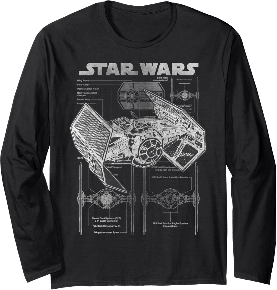 Star Wars Tie Fighter Schematics Poster Langarmshirt