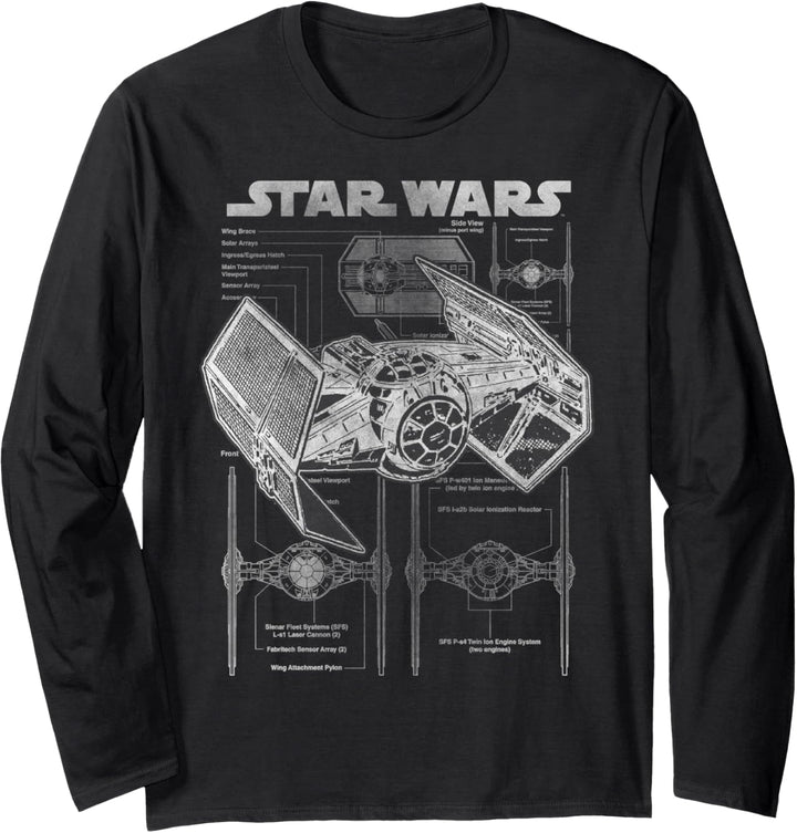 Star Wars Tie Fighter Schematics Poster Langarmshirt