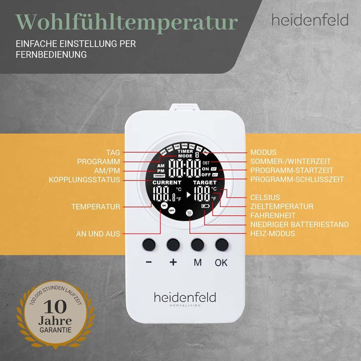 Heidenfeld Infrarotheizung HF-HP106-3 | 𝟭𝟬 𝐉𝐀𝐇𝐑𝐄 𝐆𝐀𝐑𝐀𝐍𝐓𝐈𝐄 - 300 Watt - 3-8 m² - Infrarot Heizkörper