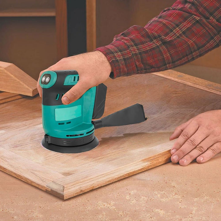 Akku Exzenterschleifer 125mm, Ersatz für Makita 18V Akku,Kabellose Elektroschleifer mit 12 pcs Schle