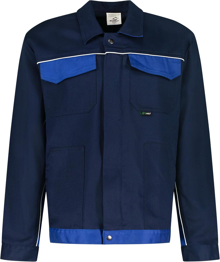 BWOLF ARES 100% Baumwolle Arbeitsjacke Männer Arbeitsjacke Herren Arbeitsjacke Bundjacke 4XL Blau, 4