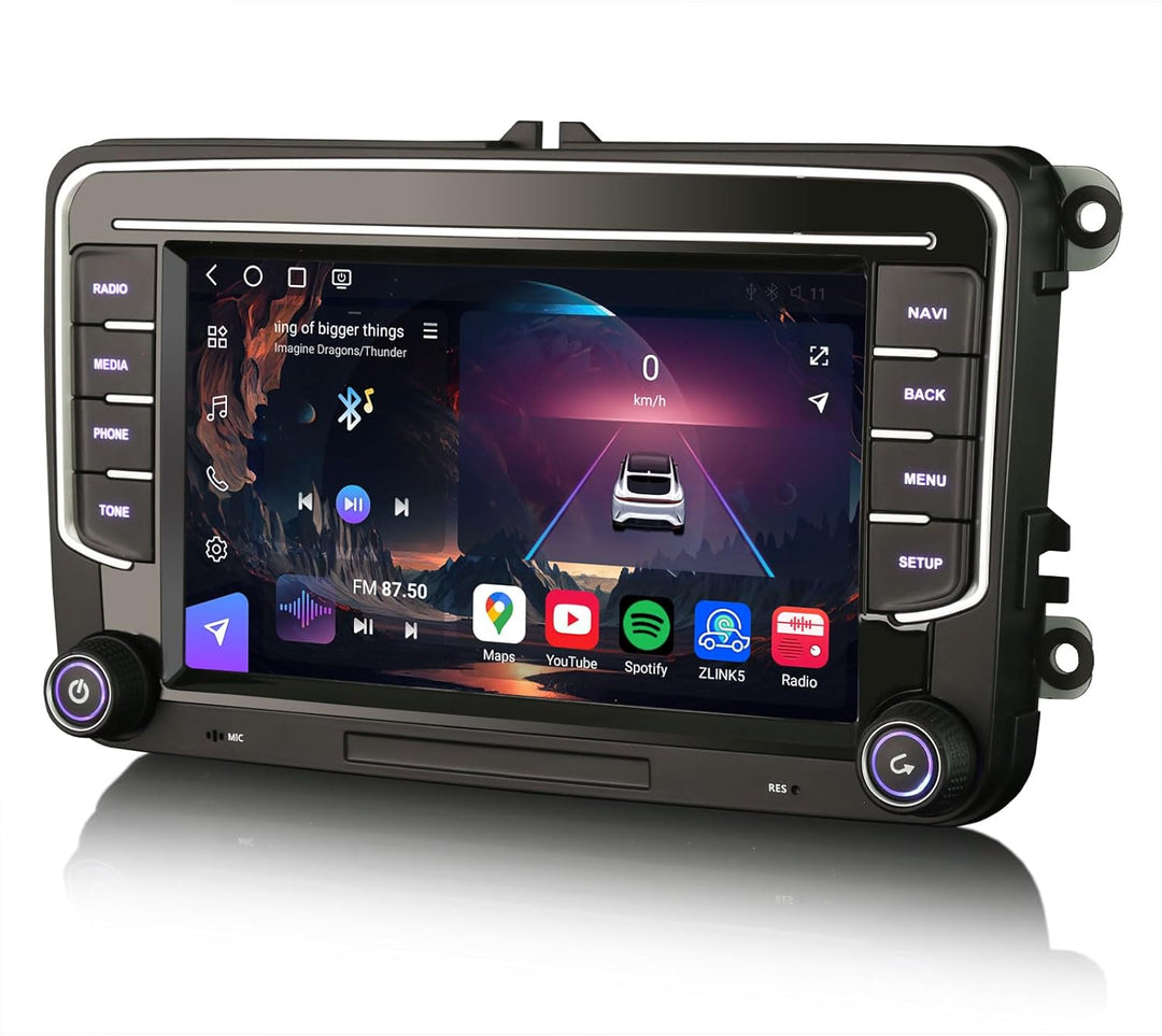 Erisin 7 Zoll 8-Kern 4GB+64GB Android 14 Autoradio mit CD Player für VW Passat B6 Golf 5/6 T5 Tiguan