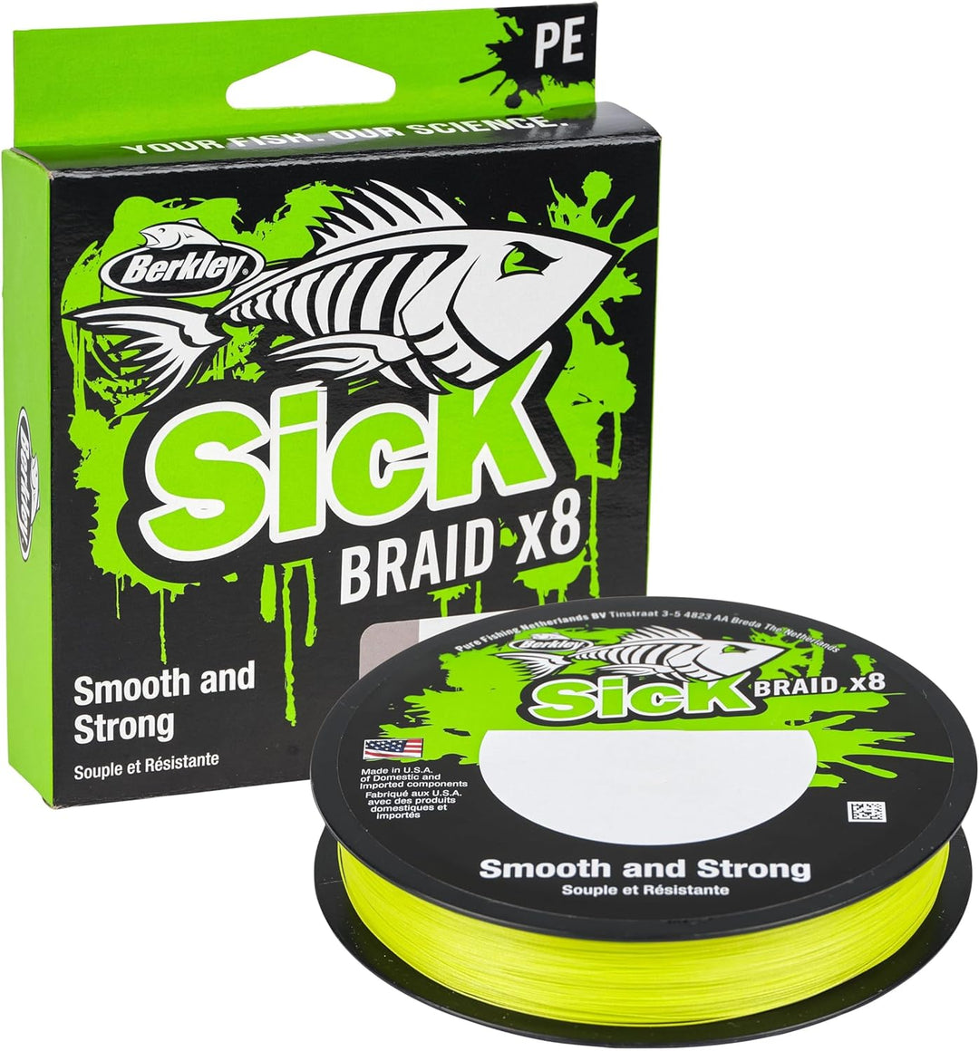 Berkley Sick Braid – 8-fach geflochtene Angelschnur, super glattes 8-fach Multifaden PE Raubfischgef