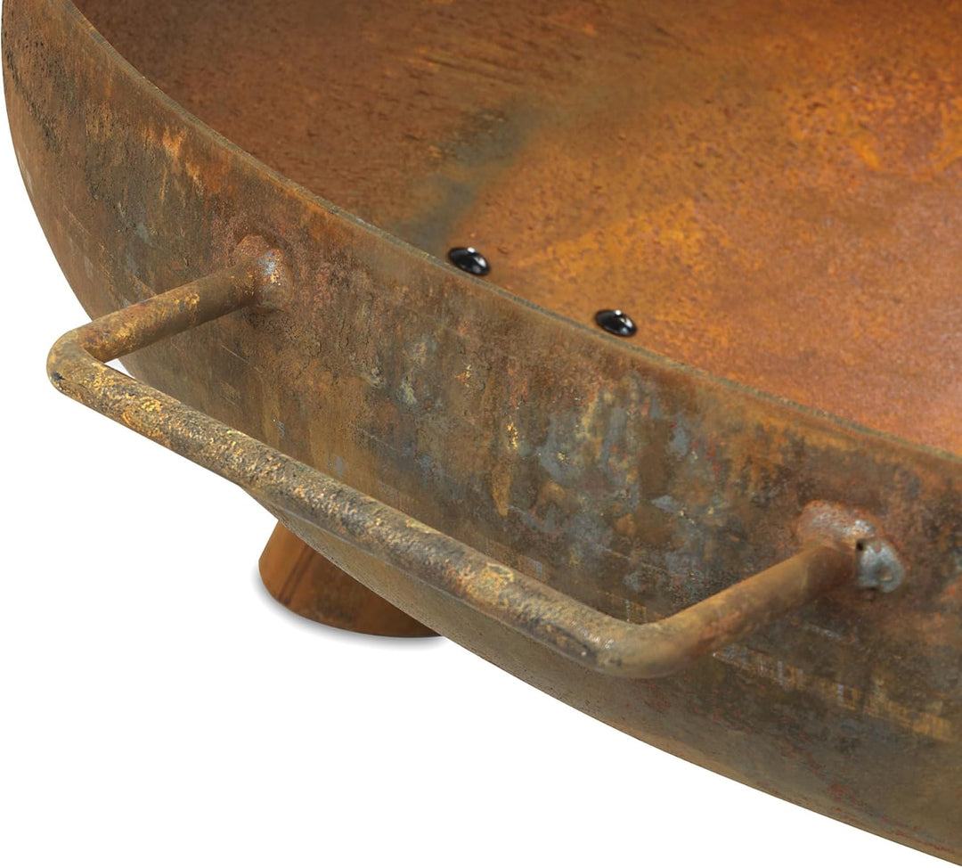 BBQ-Toro Feuerschale Ø 60 cm | Rostoptik | Outdoor Feuerstelle mit DREI Standbeinen und Zwei Griffen