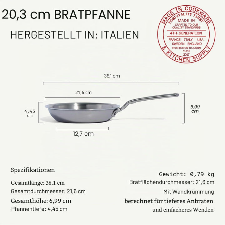 Made In Cookware – 20,3 cm Edelstahl-Bratpfanne – 5-lagige Edelstahlbeschichtung – Professionelles K
