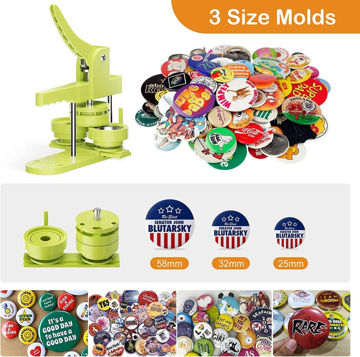 Buttonmaschine 58+32+25mm, Pin Maker Button Badge Maker DIY Badge Maschine Set Abzeichen Macher Zimi