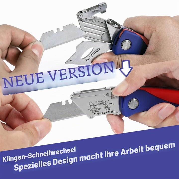 WORKPRO Teppichmesser Faltbares Universalmesser, Cutter Messer mit Klingenaufbewahrung und Gürtelcli
