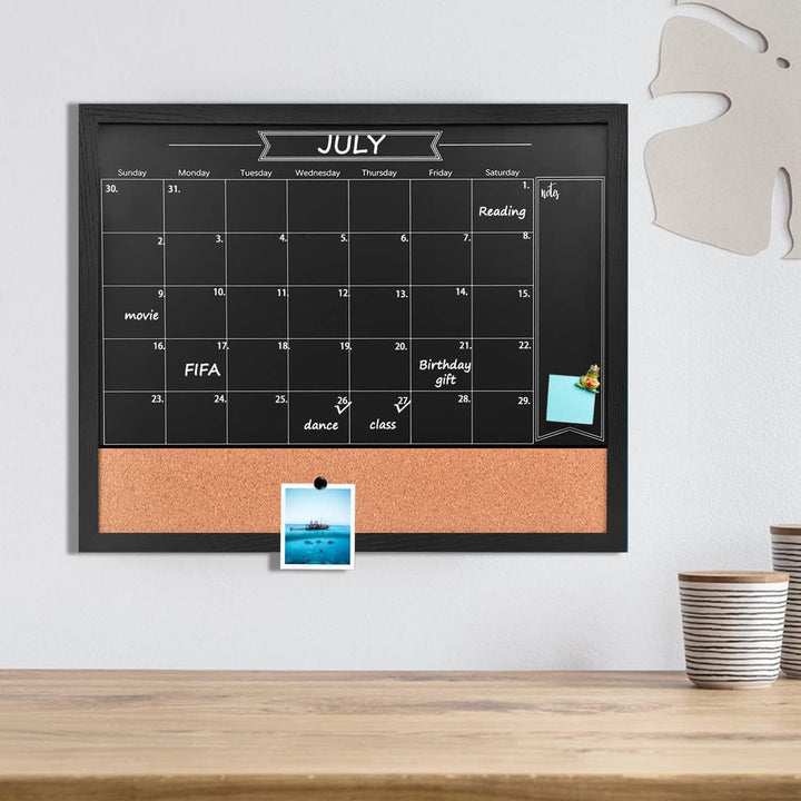 Okydoky Abwischbarem Kreidetafel-Kalender und Pinnwand, 80 cm x 60cm, Kombination aus trocken Black