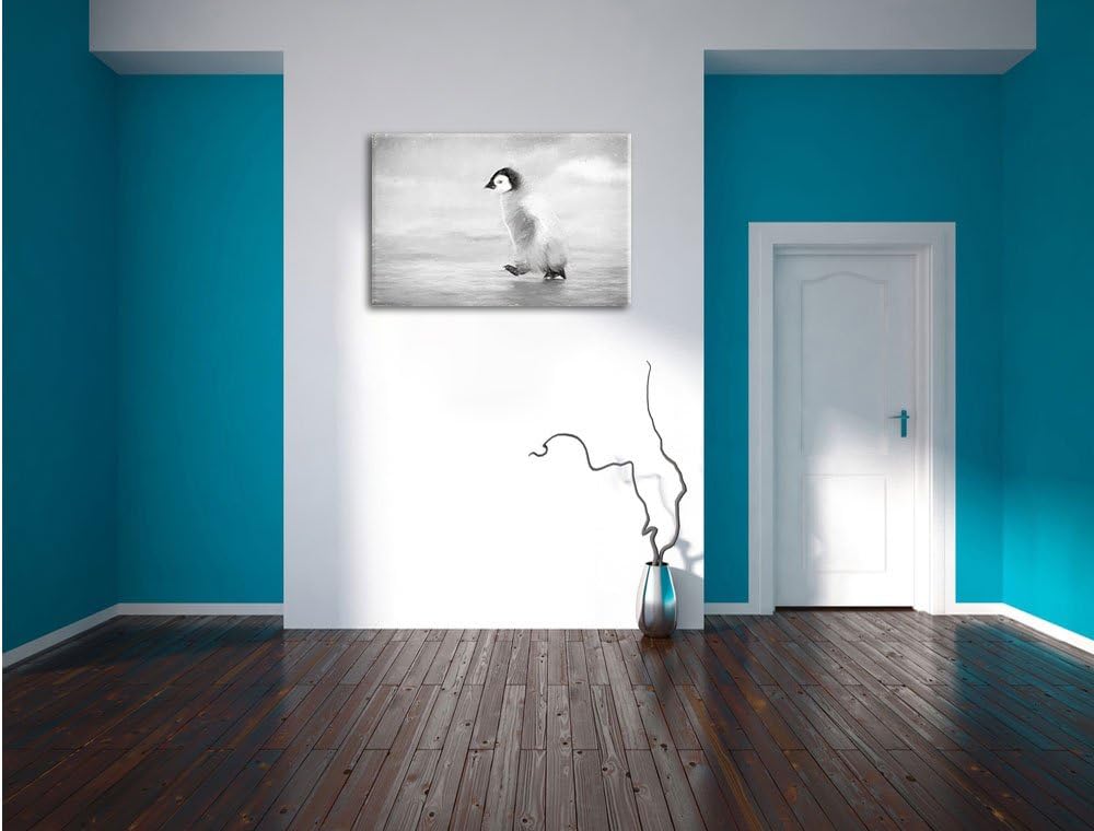 Pixxprint Kaiserpinguinkücken als Leinwandbild/Grösse: 100x70 cm/Wandbild/Kunstdruck/fertig bespannt