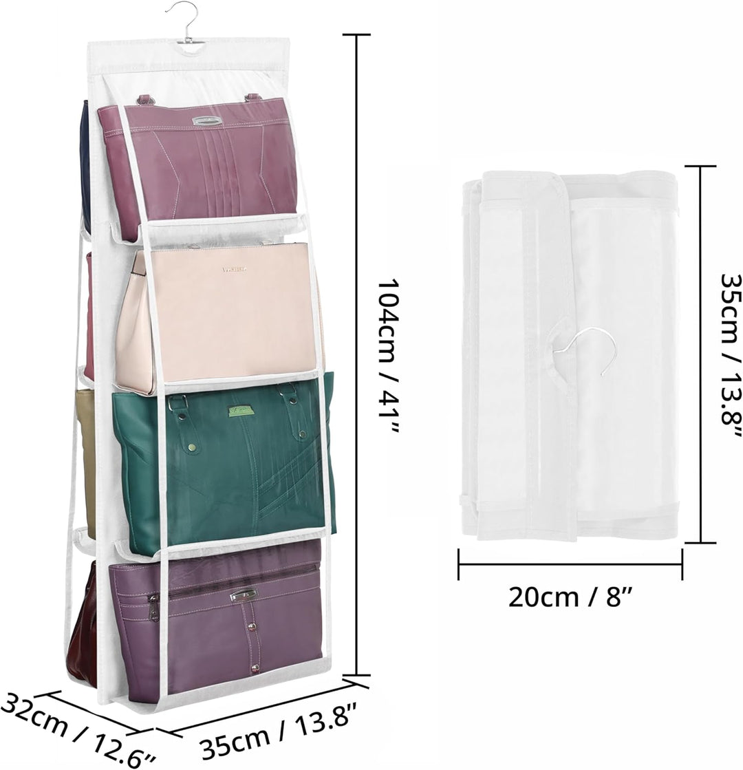 Winter Shore Handtaschen Aufbewahrung (2er-Pack) - Weisser Faltbarer Kleiderschrank Organizer Hängen
