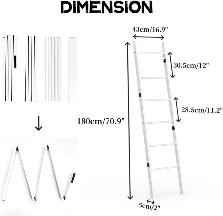 BAMBANG Handtuchleiter Kleiderleiter Holz,180 cm Handtuchhalter Leiter Dekoleiter Kleiderständer Sch
