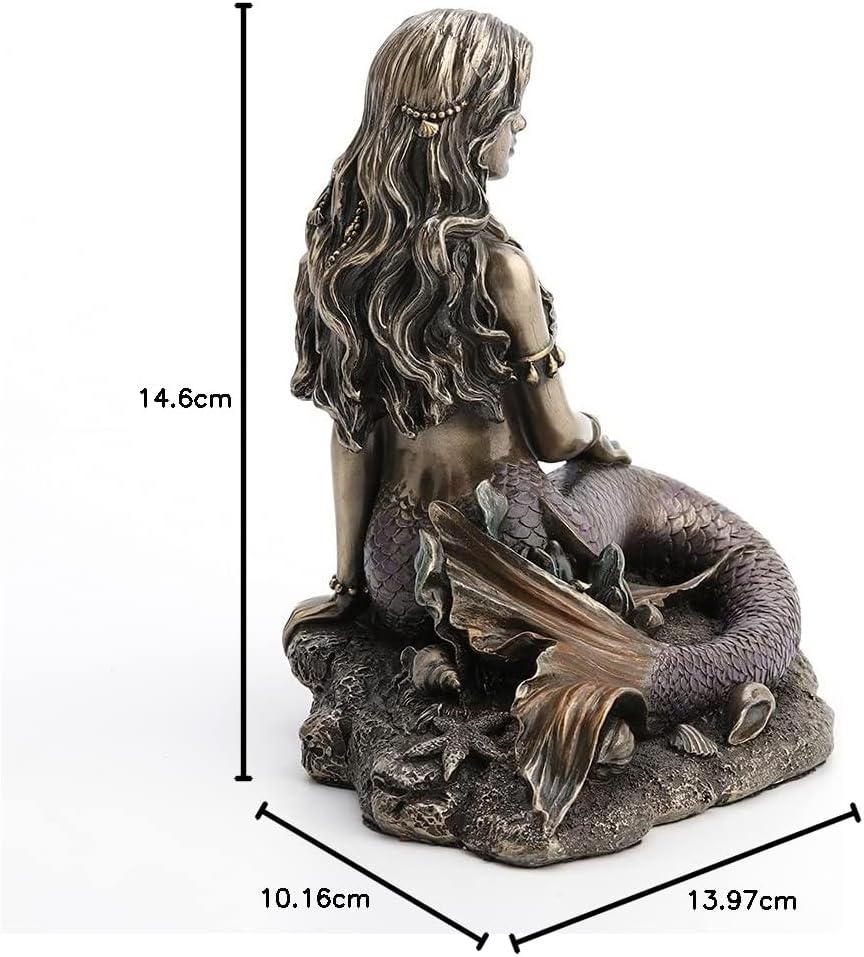 Unbekannt Harz Statuen Enchanted Lied Bronze Finish Meerjungfrau sitzend auf Ocean Boden Statue 14 x