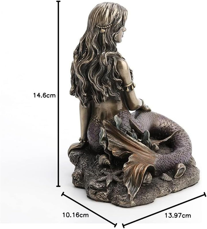 Unbekannt Harz Statuen Enchanted Lied Bronze Finish Meerjungfrau sitzend auf Ocean Boden Statue 14 x