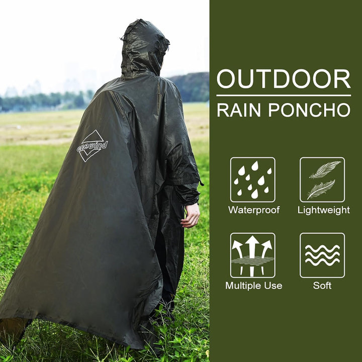 onewind Rucksack Regen Poncho Ultraleichte Kapuze Regenmantel L Olive Grün-270cm*170cm, L Olive Grün