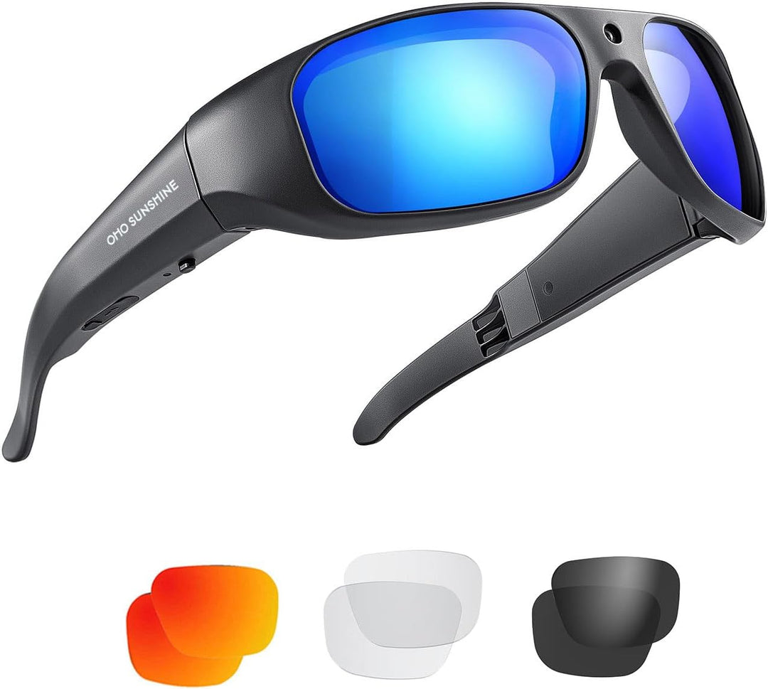 OHO 4K Ultra HD Water Resistance Video Sunglasses, Sports Action Camera with Built-in Memory and Pol