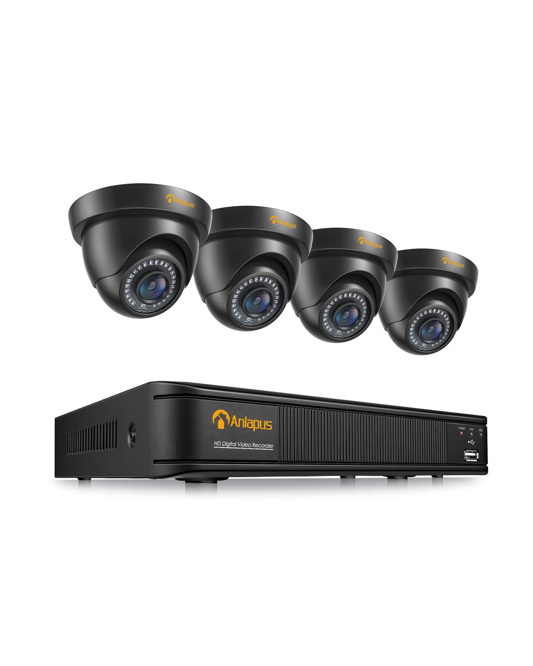 1080P HD Videoüberwachung System 8CH H.265+ 1080P DVR Recorder mit 4X 2MP Aussen Dome Kamera Set ohn