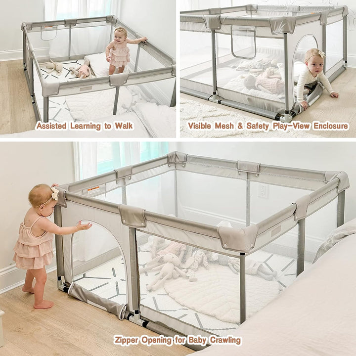 laufstall baby, laufgitter baby 120x120cm, laufstall Spielbereich mit atmungsaktiver Netzmatratze, r
