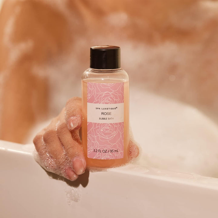 SPA LUXETIQUE Bade Geschenkset für Frauen-6tlg Pflegeset Rosenduft in Reisegrösse Duschgel, Bodyloti