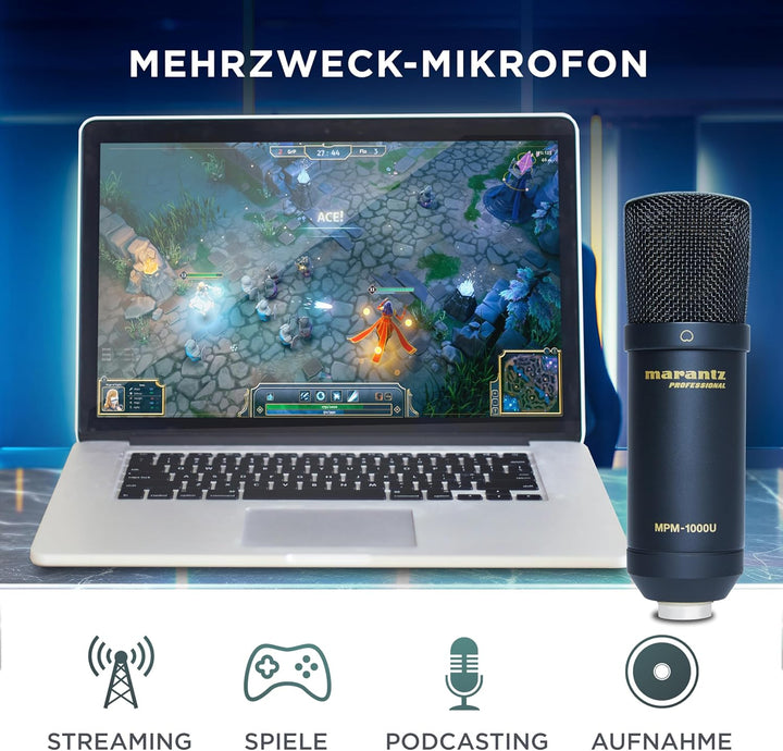 Marantz Professional MPM-1000U - Grossmembran USB Kondensator Mikrofon mit Nierencharakteristik mit
