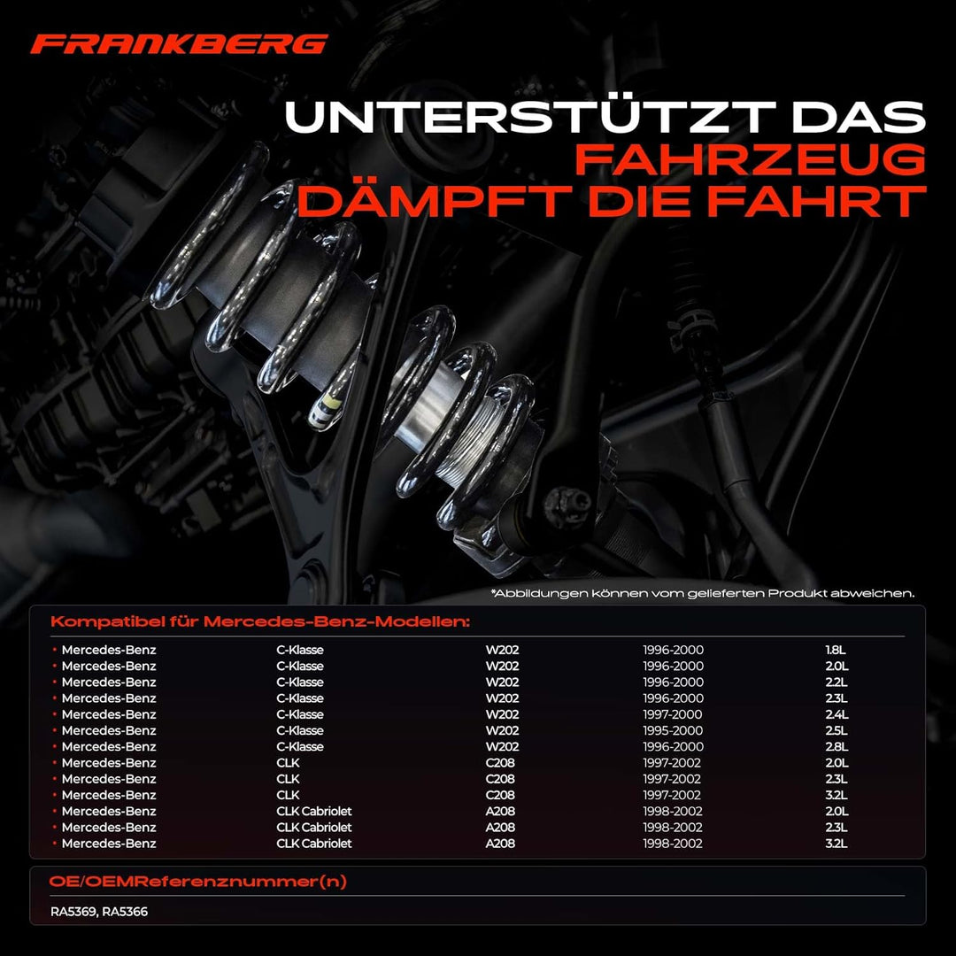Frankberg 2x Federn Fahrwerksfeder Hinterachse Kompatibel mit W202 C180 C200 C220 C240 1994-2000 C20