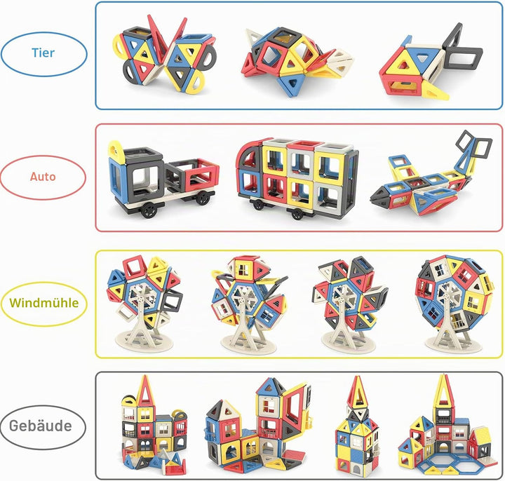 AOMIKS Magnetische Bausteine 173 Stück 3D Mini Magnetische Stapelblöcke Kinder Lernen Mint-Spielzeug