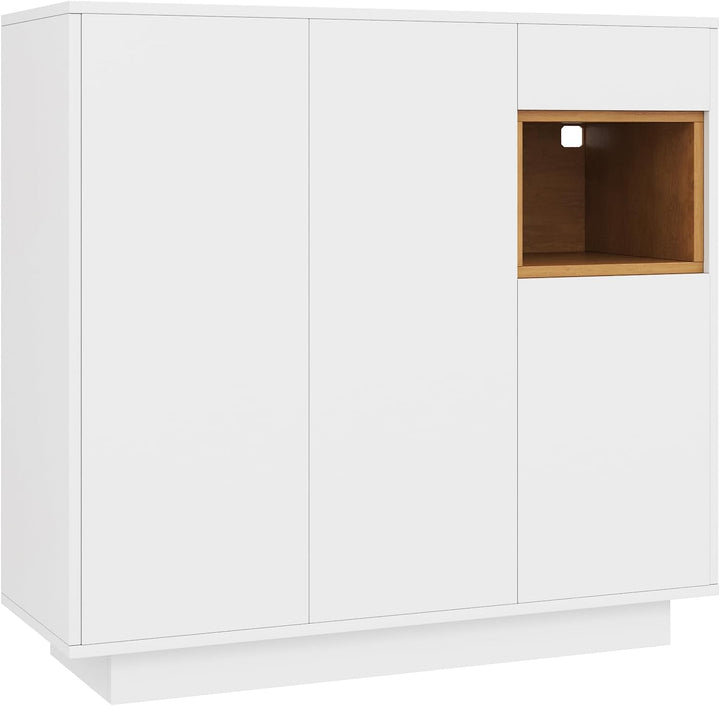 Merax Moderner Schuhschrank, 105 x 39,5 x 100,5 cm, mit LED in 16 Farben, verstellbare Regale für 14