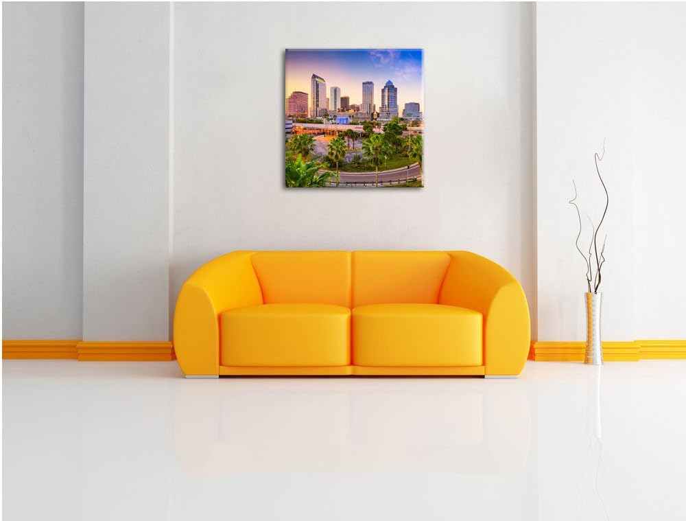 Skyline in den USA, Format: 70x70 auf Leinwand, XXL riesige Bilder fertig gerahmt mit Keilrahmen, Ku