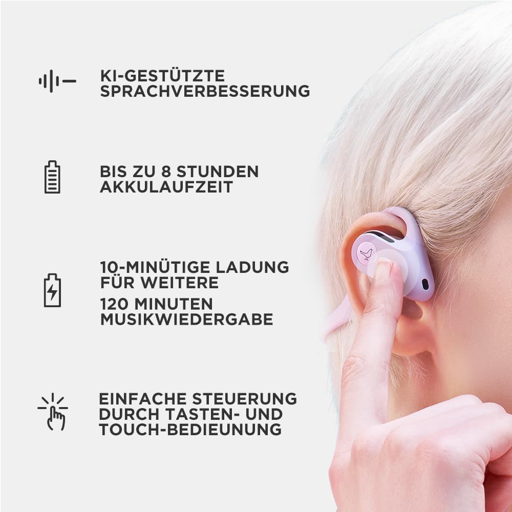 Libratone UP Open-Ear Kopfhörer (Bluetooth 5.2, IP57 Spritzwasserschutz, 8h Akku, Schnellladung, 15
