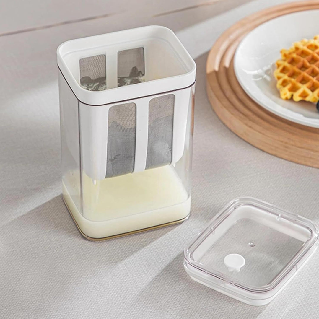 1800 ml Joghurt Sieb mit Deckel, Joghurt Presse mit Feines 80er-Edelstahlsieb, Wiederverwendbares Mo